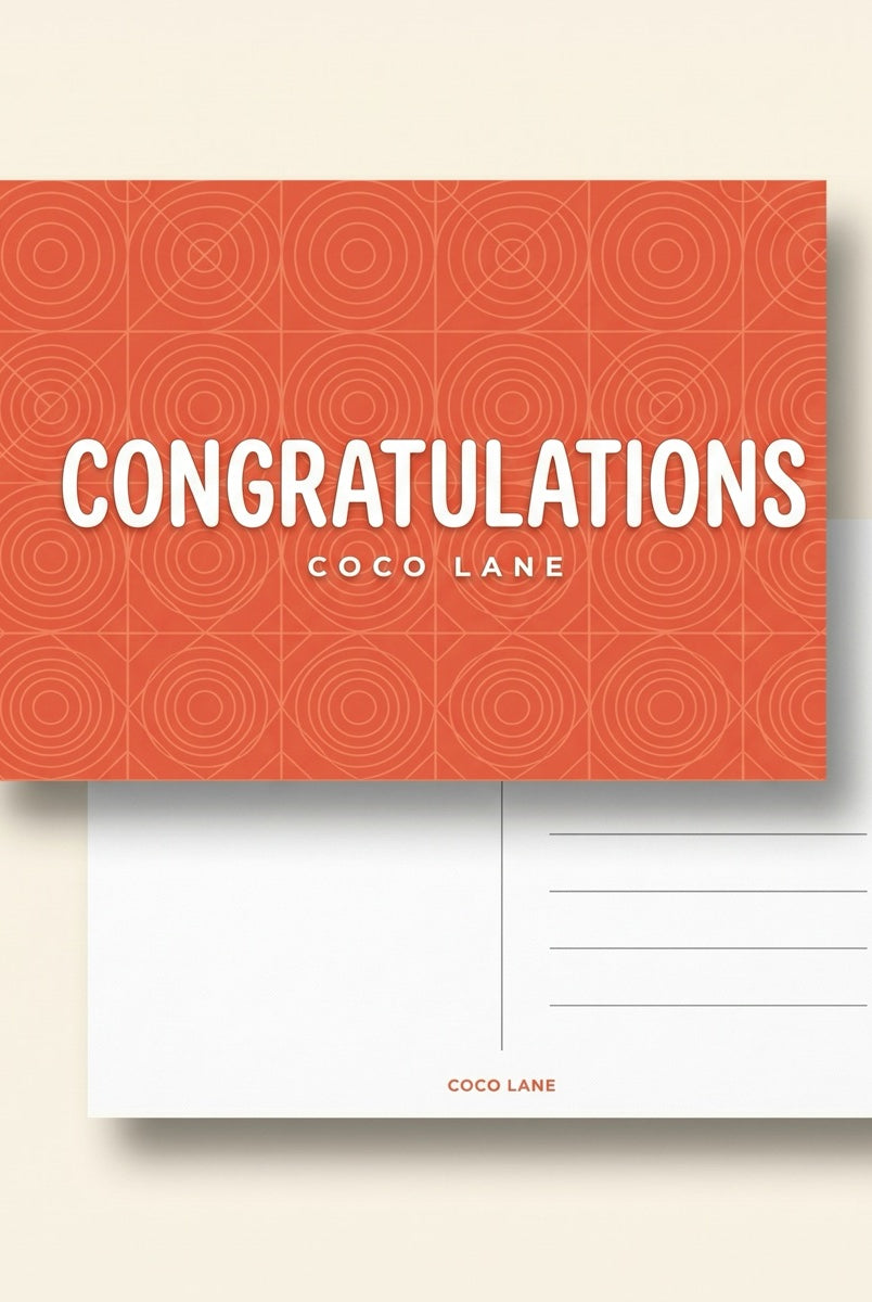 Congratulations postcard front and back — Coco Lane