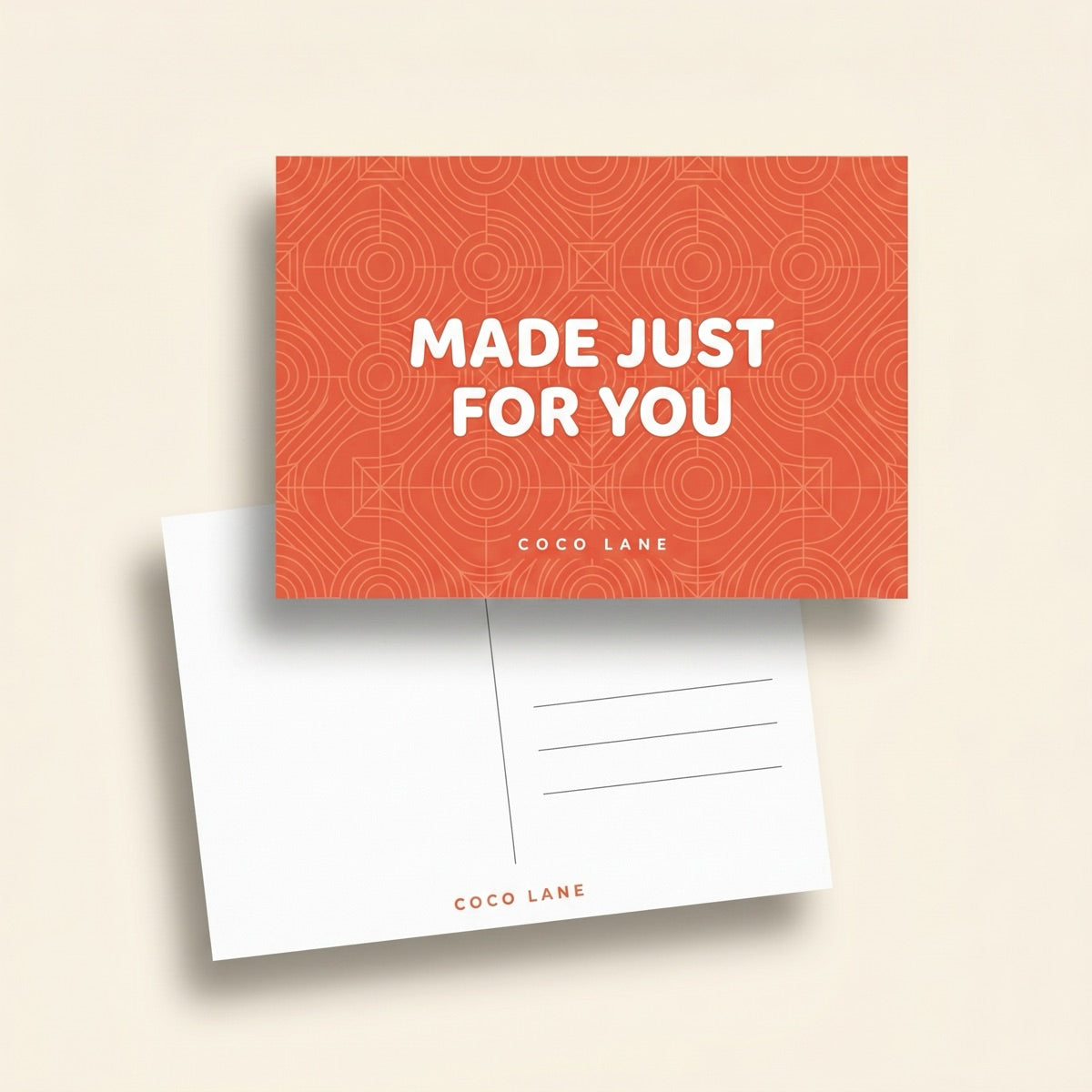 Made Just For You postcard front and back — Coco Lane