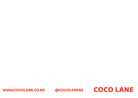 Coco Lane postcard back — website and socials