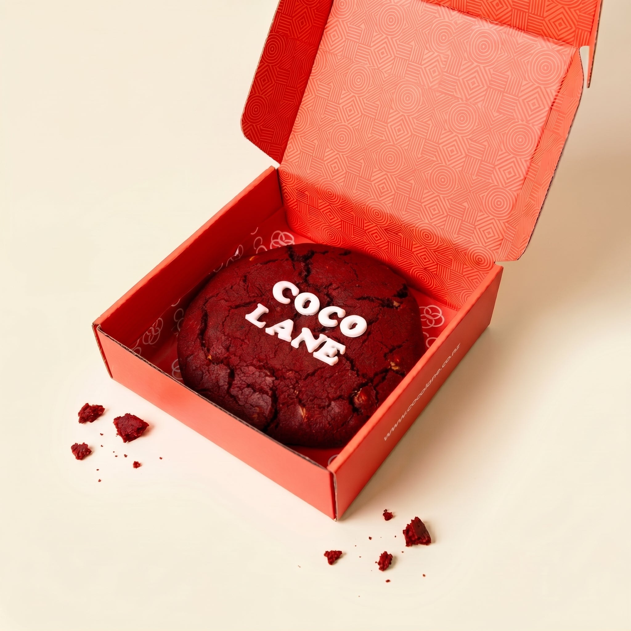 The Kilo Cookie — giant COCO LANE cookie in gift box, studio shot